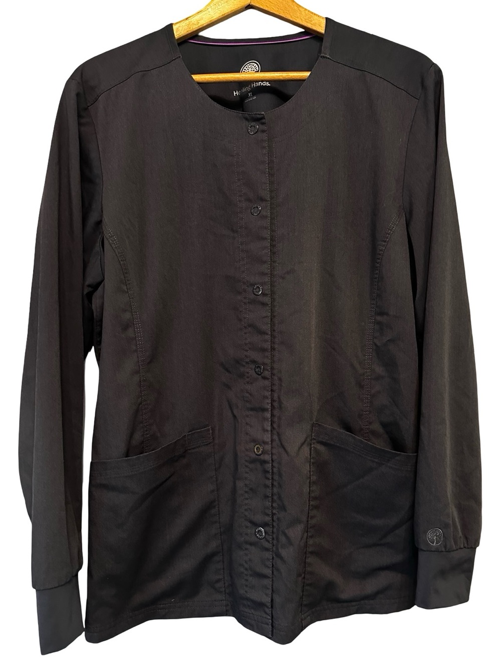 Healing Hands Gray Scrub Jacket Size XL Button Front Long Sleeve Nurse Medical